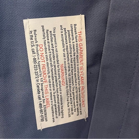Bulwark FR Flame Resistant Shirt Men L Button Down Oil Gas Welding Blue NWOT - Picture 3 of 5